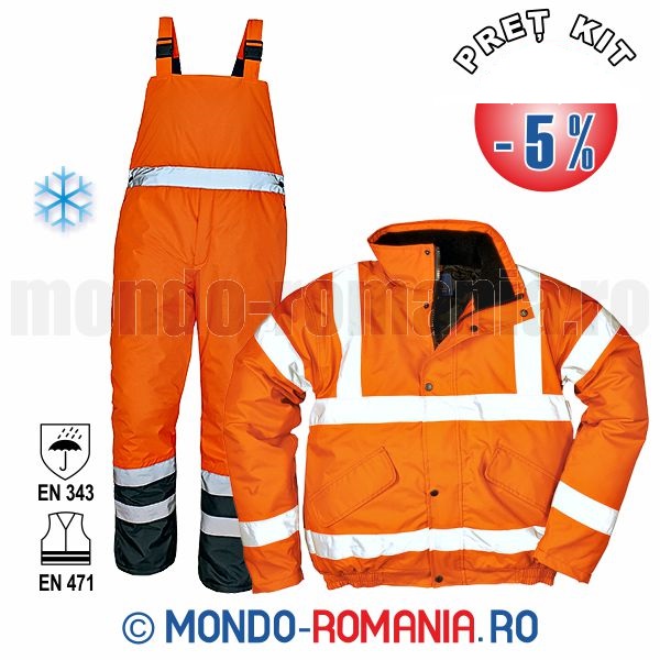 Echipament iarna - Geci reflectorizante, pantaloni reflectorizanti - Kit de iarna TOTAL Confort REFLEX orange